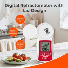 Rechargeable Digital Brix Refractometer with ATC, Brix Meter Supports One-tap…