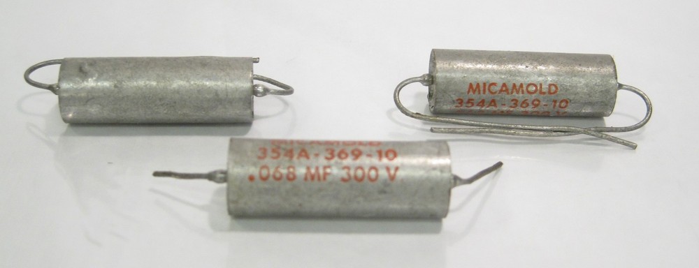 Vintage Micamold Model 354A-369-10 .068 MF 300 V Capacitor Lot of 3 Surplus