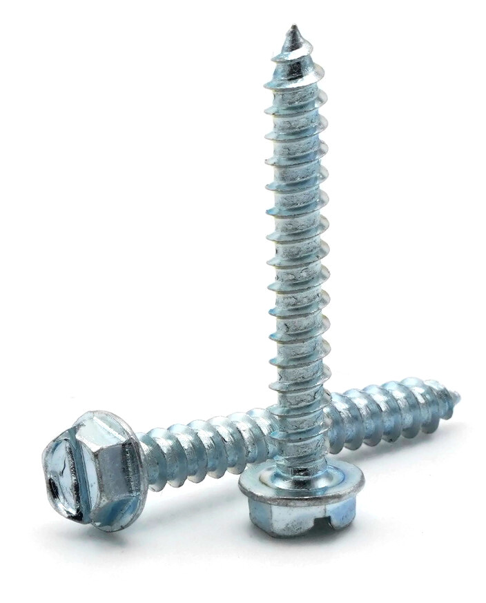 #14 Sheet Metal Screws – Zinc Plated Steel Slotted Hex Washer Head – Select Size