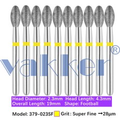 Vakker® 10pc/pk Diamond Burs Egg Diamond Bur Super Fine Medium Coarse