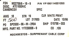 100’ Ft. 18 AWG Gauge Copper Nickel Wire, High Temp PTFE Aircraft Marine M22759