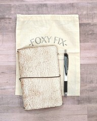 Foxy Fix Leather Notebook Cover, Off White Snowflake, 4.5″x7.25″, Quad Elastics