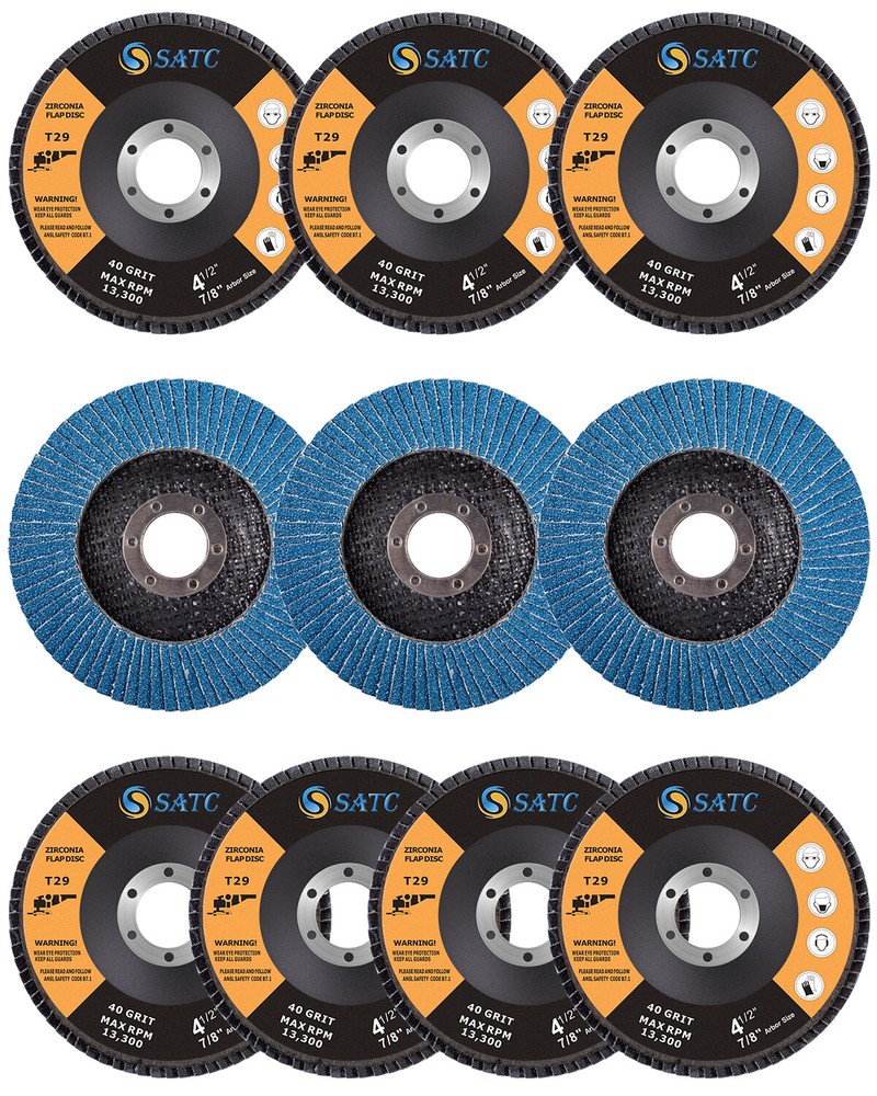 10 Pack 4.5” x 7/8″ Jumbo 40 Grit Zirconia Flap Disc Grinding Wheels T29