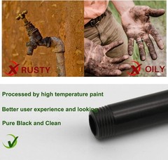6 Pack 1/2″ × 36″ Pre-Cut Black Metal Pipe, Industrial Steel Fits Standard Half