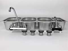 Concession Sink 4 Compartment Portable Food Truck Trailer 3L+1S Handwash Faucets