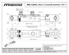 Hydraulic Cylinder Welded Double Acting 1.5″ Bore 12″ Stroke Clevis End 1.5×12