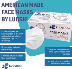 American Made Disposable Face Masks – 50 Count – Kids & Adults – Black & White