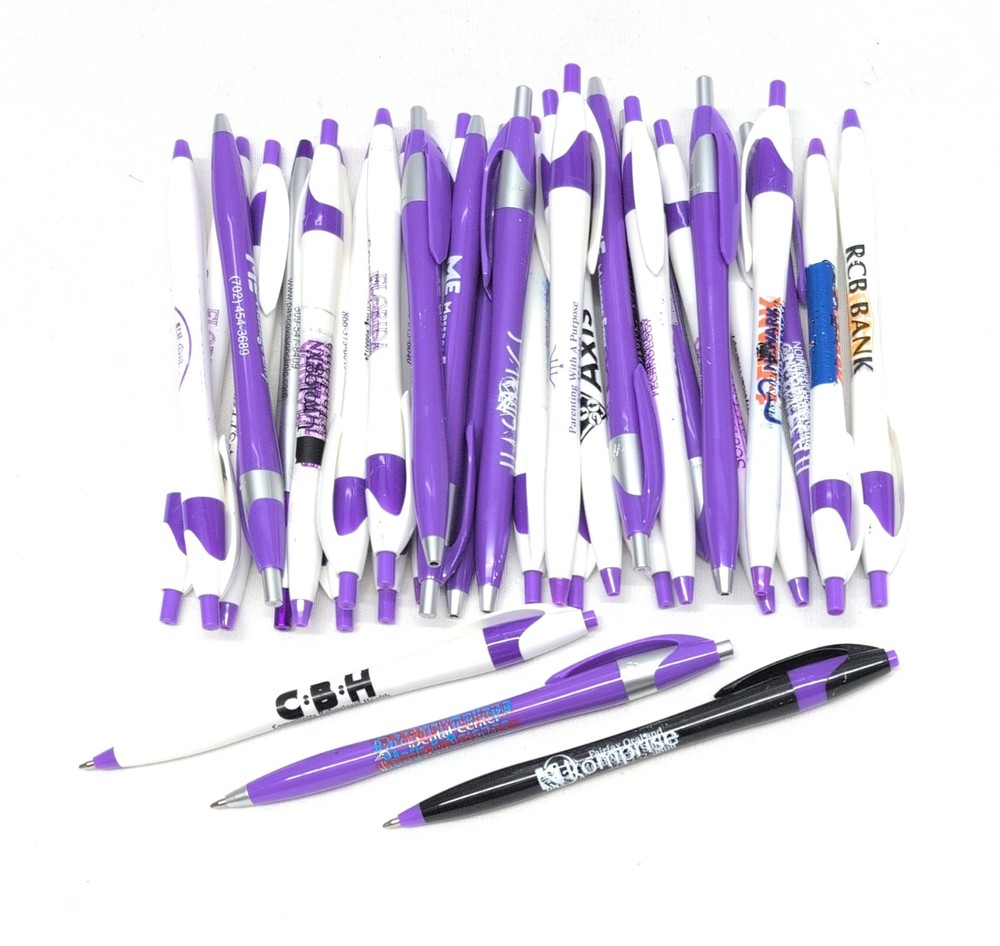 30ct Mixed Lot Misprint Click Pens JAVALINA Hub Pen PURPLE MIX Violet Lavender