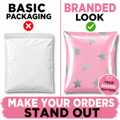 10×13 Pink Silver Stars Poly Mailers Boutique Shipping Bags Cute