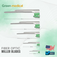 Fiber Optic Macintosh & Miller Laryngoscope 2 Handles Intubation Kit 12 Pcs set
