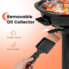 Outdoor Electric Grill 1600W,Stand BBQ Grill w/Warming Rack for 15-Serving,Adjus