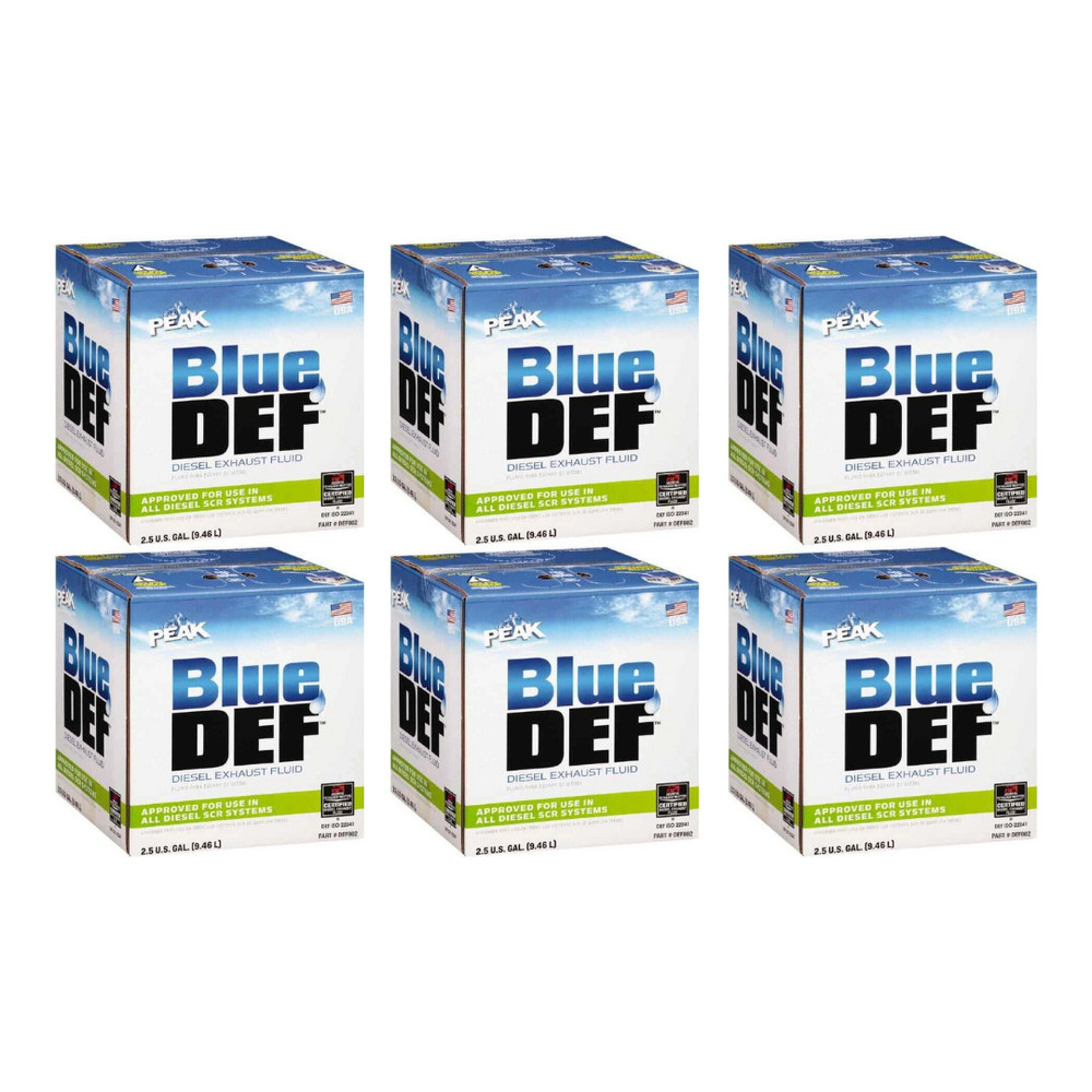 6-PACK Peak Def002 Diesel Exhaust Fluid, Blue Def, Jug, 2.5 Gal, Api/Iso-22241-1