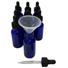 Bottle, Glass, Cobalt Blue, 1oz, with Droppers, Pack of 12 Bottles, Single