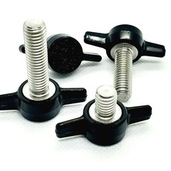 M8 x 1.25 Thumb Screw T Bolts Black Butterfly Tee Wing Knob Plastic Cap 8mm