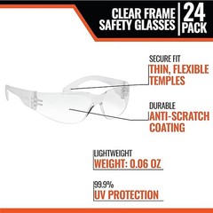 1-200 PAIR PACK Protective Safety Glasses Clear Lens Work UV ANSI Z87 Lot
