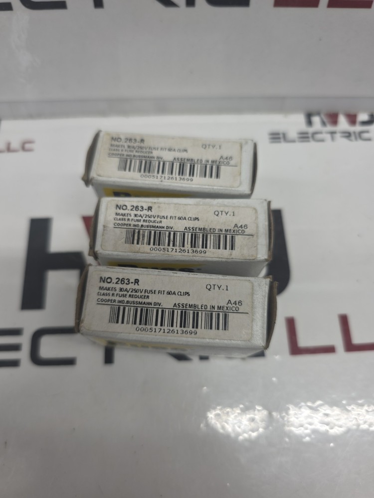 Buss 263-R Fuse Reducer, Makes 30A/250v Fuse Fit 60A, Class R, Lot of 3