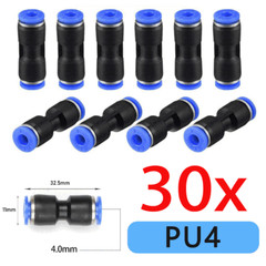 (30Pack) 5/32”(4mm) OD Tube Pneumatic Straight Union Push To Connect Air Fitting
