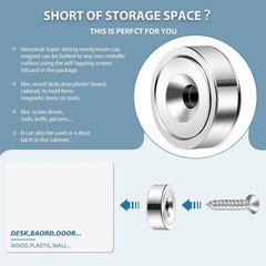 16Pack 40LBS Strong Magnets with Holes, Round Cup Magnets with Screws for Wall M