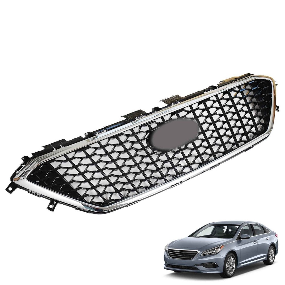 Front Upper Grille Chrome Honeycomb W/O Radar Hole 2015-2017 Sonata