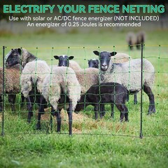 Flexible Electric Fence Netting – 35.4″ H x 164′ L, Ideal for Farms and Gardens