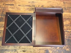 Bombay Company Wood Writing Box Lap Desk Organizer Slant Top Green Faux Leather