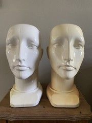 Vintage Plastic Abstract Adult Unisex Mannequin Heads Pair