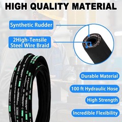 Hydraulic Hose 100ft 1/2in 3988Psi 2 Steel Braid 30Pcs NPT & JIC 37° Fittings