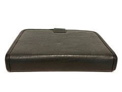 United States Navy 3 Ring Planner Black Leather Gold Stitched Logo Organizer