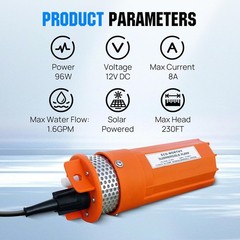 ECO-WORTHY 12V DC Submersible Well Water 12v 96w Pump, Pump