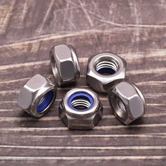 M5-0.8 (100 pcs) Nylon Insert Hex Lock Nuts 304 Stainless M5-0.8, Silver