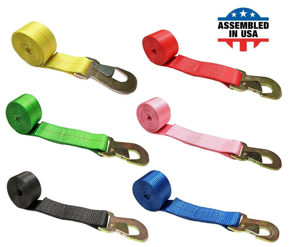 USA 2″ x 10′ Wheel Lift Rollback Strap w/ Flat Snap Hook for Tow Truck Dolly