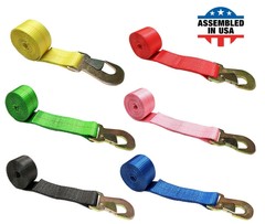 USA 2″ x 10′ Wheel Lift Rollback Strap w/ Flat Snap Hook for Tow Truck Dolly