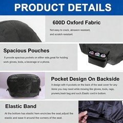 Large Riding Mower Seat Cover with Beverage Pockets – Black Oxford Fabric
