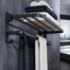 Space-Saving Wall-Mounted Bathroom Shelf with Towel Bar