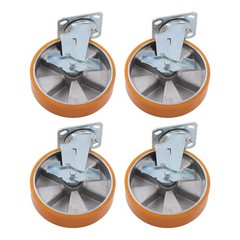 4 Pcs Industrial Casters 8″ Caster Wheel With Brake 6000lbs Orange Aluminum Core
