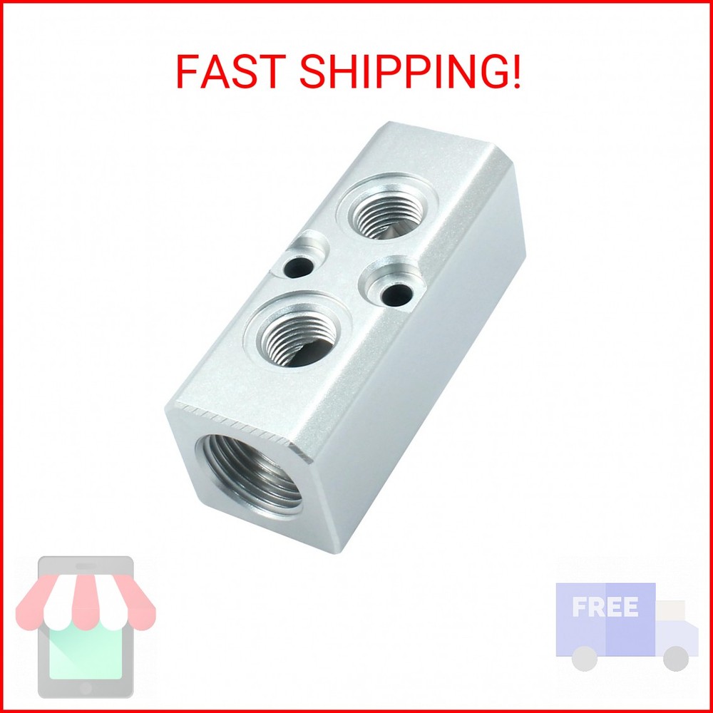 Litoexpe 2 Way Pneumatic Manifold Air Distribution Block, G1/2 Supply Port, G1/4