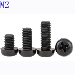M2 x 0.4 2mm Black Nylon Pan Round Head Phillips Screws Plastic Machine Screws