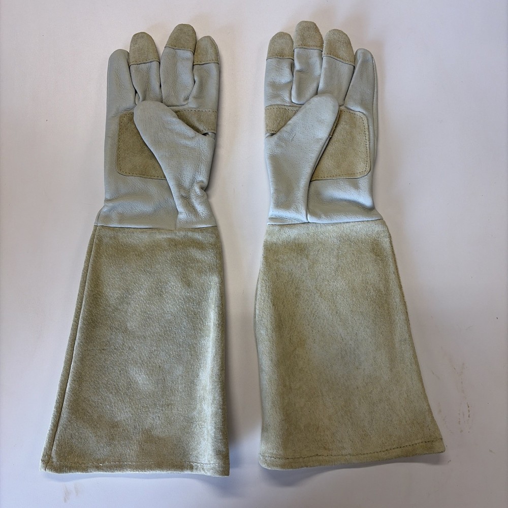 Leather Work Gloves Long Cuff Gauntlet Safety Welding Gloves Small