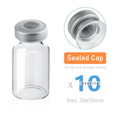 10 Pack 2Ml Sealed Sample Vials, Transparent Glass Vials with Self Healing Injec