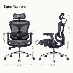 SIHOO Doro C300 Ergonomic Office Chair with Ultra Soft 3D Armrests, Dynamic Lumb