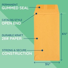 Blue Summit Supplies 500#7 Coin Envelopes, Gummed Seal, 28 lb Brown Kraft Coin E