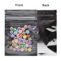 Multi-Sizes Black Glossy Flat Clear Front Foil Reusable Zip Lock Pouch Bag M3