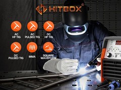 HITBOX 5in1 Aluminum AC DC TIG Welder Pulse/HF 200A MMA TIG Welder + Foot Pedal