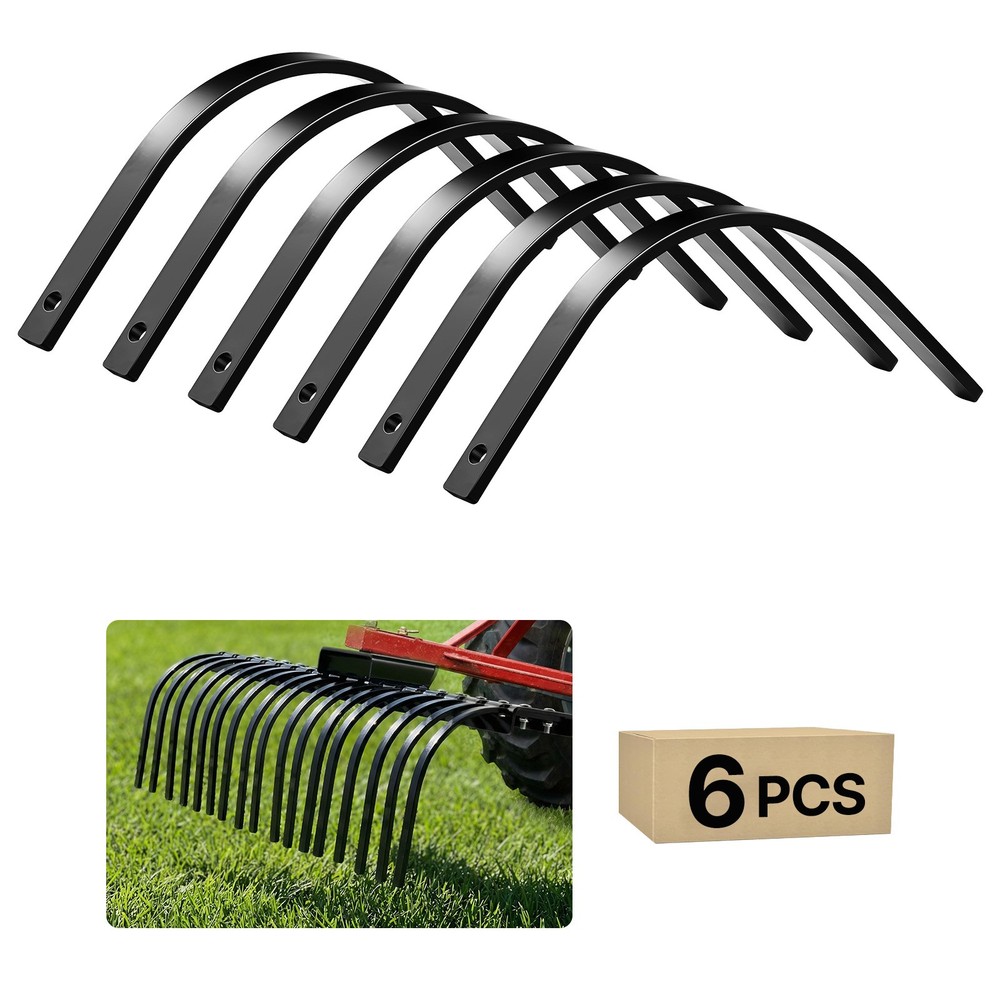 VEVOR 6 Pack Landscape Rock Rake Tines Replacement 1″ x 5/16″ Bolt-on Mount