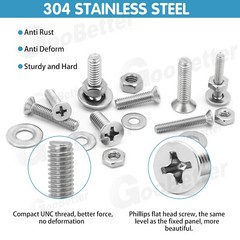 720x Stainless Steel Phillips Countersunk Flat Head Machine Screw Assortment Kit