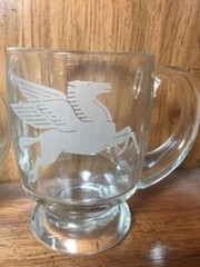 Hal Reed Crystal Beer Pedestal Mug Exxon Mobil Logo Made In Kansas City Pegasus