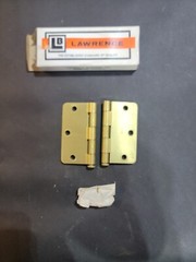 Door Hinges LB Lawrence 2500-DB Satin Brass Button Tip 3 1/2 X 3 1/2 BRAND NEW