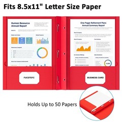 2 Pocket Folders with Prongs Heavy Duty Paper File Organizer 5 Pack