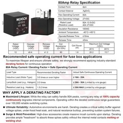 12V Pre-Wired Fuse Relay Box, 4-Pin 80A Relay Block and Kit, 2 Relays and 6 ATC/