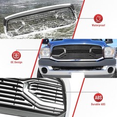 2006-2008 Ram 1500 Front Grille Horizontal ABS Big Horn w/o Light Chrome